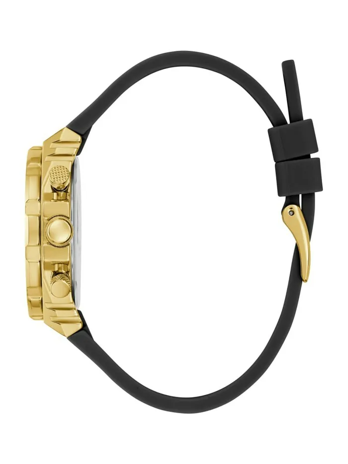 GoldTone and Black Crocodile Leather Multifunction Watch Black Snakeskin Women Watches GUESS