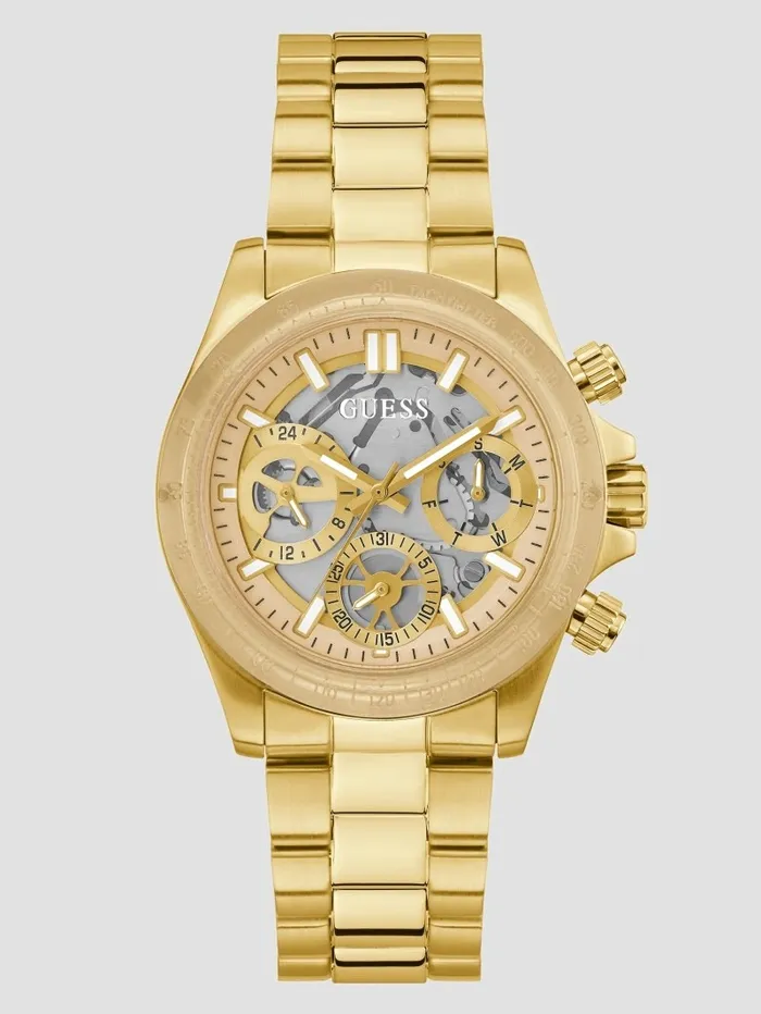 GoldTone Chronograph Watch Yellow Gold Women Watches GUESS