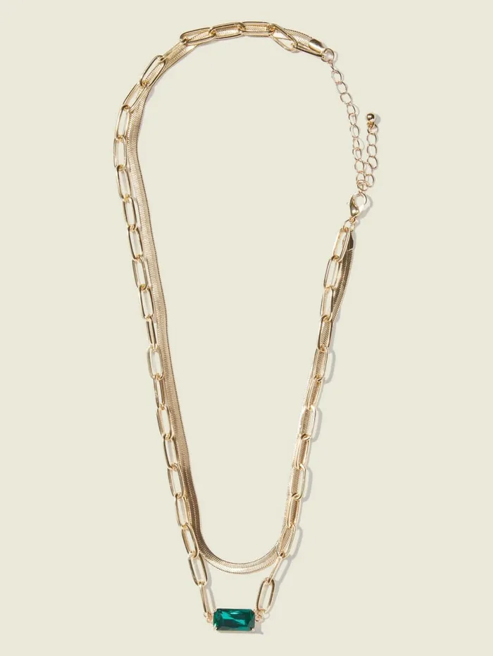 GoldTone Layered Mixed Chain Necklace Gold Women Jewelry GUESS