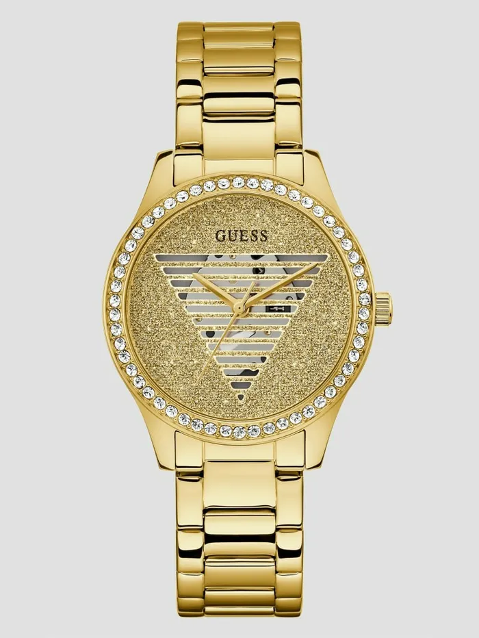 GoldTone Logo Analog Watch Gold Women Watches GUESS