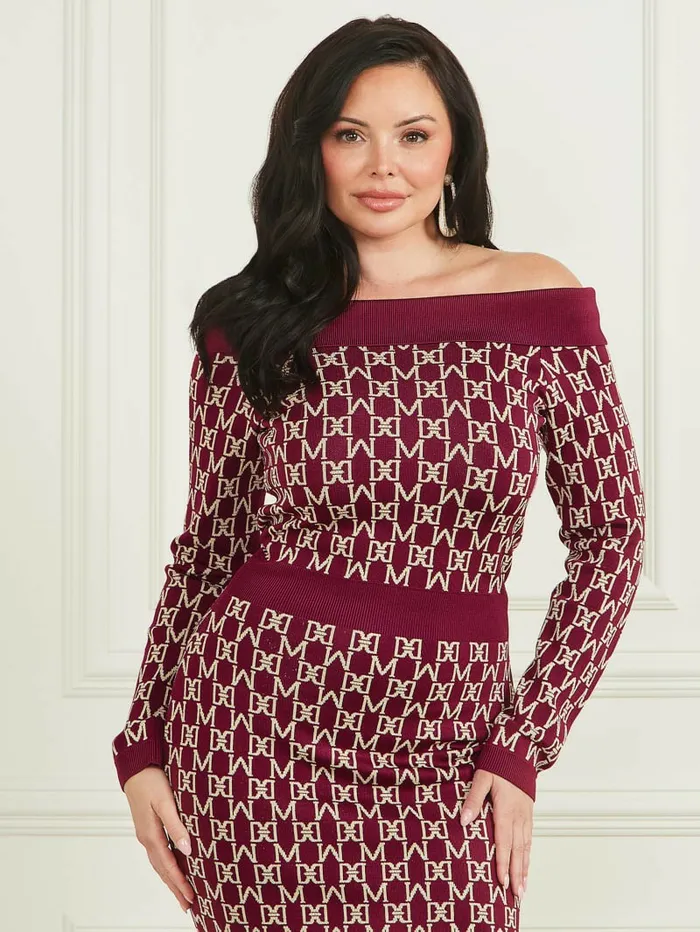 GUESS Angelina OfftheShoulder Dress M Allover Jacquard Vinega Women Dresses and Jumpsuits GUESS Angelina OfftheShoulder Dress M Allover Jacquard Vinega Women Dresses and Jumpsuits