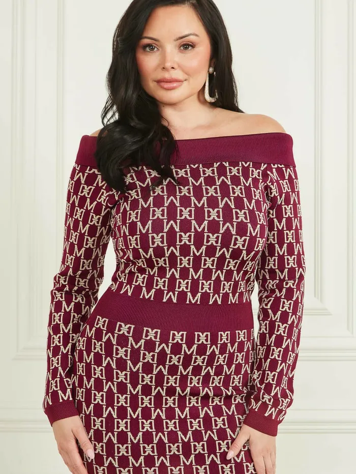 GUESS Angelina OfftheShoulder Dress M Allover Jacquard Vinega Women Dresses and Jumpsuits GUESS Angelina OfftheShoulder Dress M Allover Jacquard Vinega Women Dresses and Jumpsuits