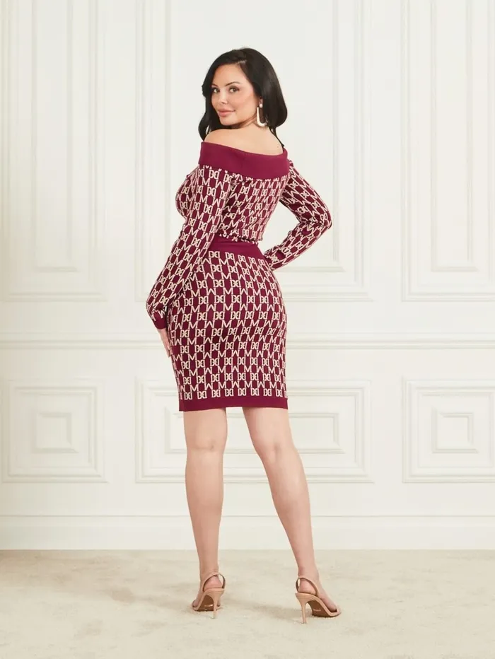 GUESS Angelina OfftheShoulder Dress M Allover Jacquard Vinega Women Dresses and Jumpsuits GUESS Angelina OfftheShoulder Dress M Allover Jacquard Vinega Women Dresses and Jumpsuits