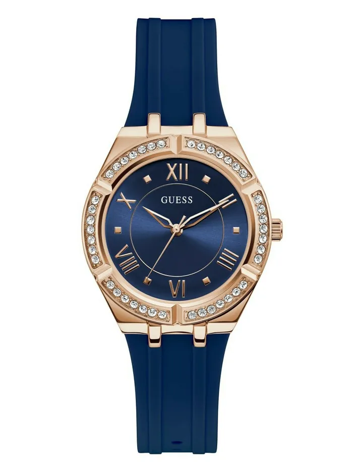 GUESS Blue Silicone Analog Watch Rose Gold Women Watches