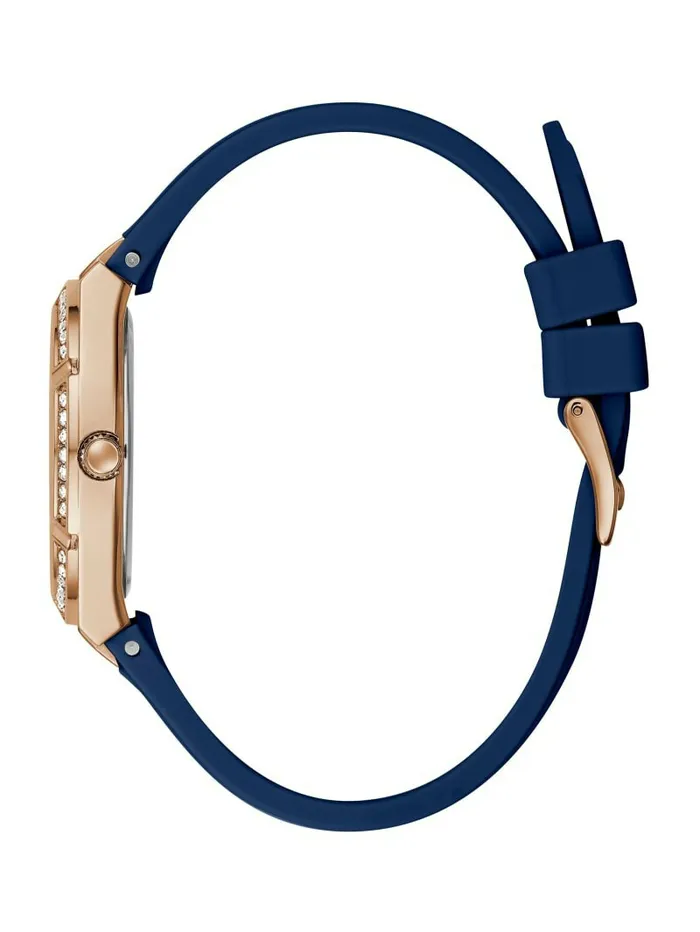 GUESS Blue Silicone Analog Watch Rose Gold Women Watches GUESS Blue Silicone Analog Watch Rose Gold Women Watches