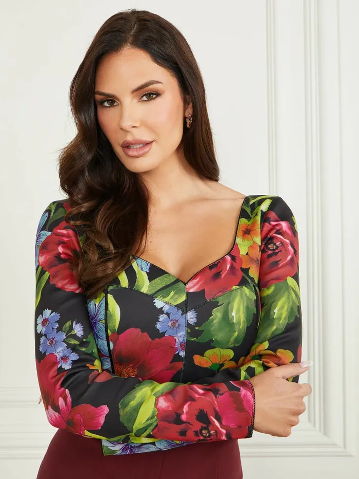 GUESS Boldly Blooming Corset Top Boldly Blooming Print Women Tops