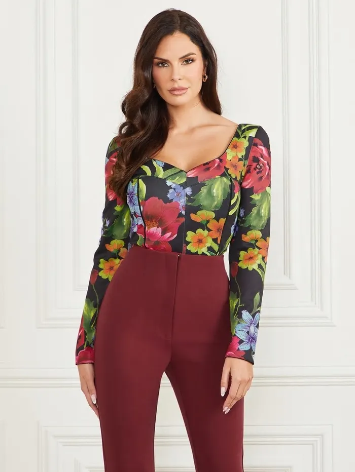 GUESS Boldly Blooming Corset Top Boldly Blooming Print Women Tops