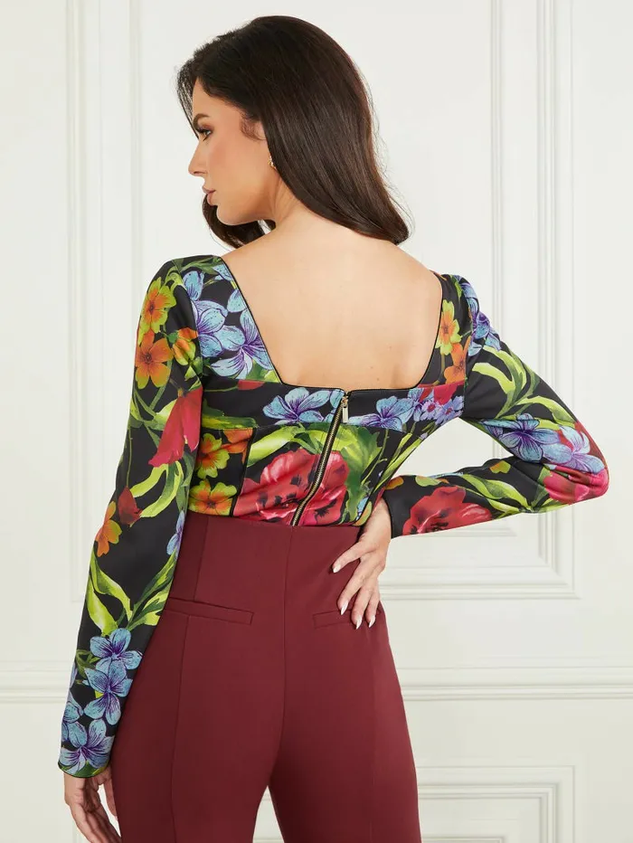 GUESS Boldly Blooming Corset Top Boldly Blooming Print Women Tops