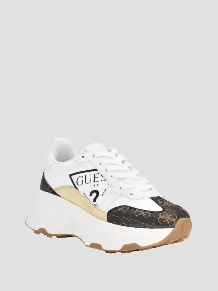 GUESS Calebb Logo Print Sneakers White Women Sneakers