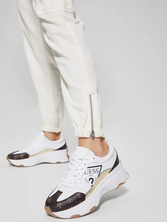 GUESS Calebb Logo Print Sneakers White Women Sneakers