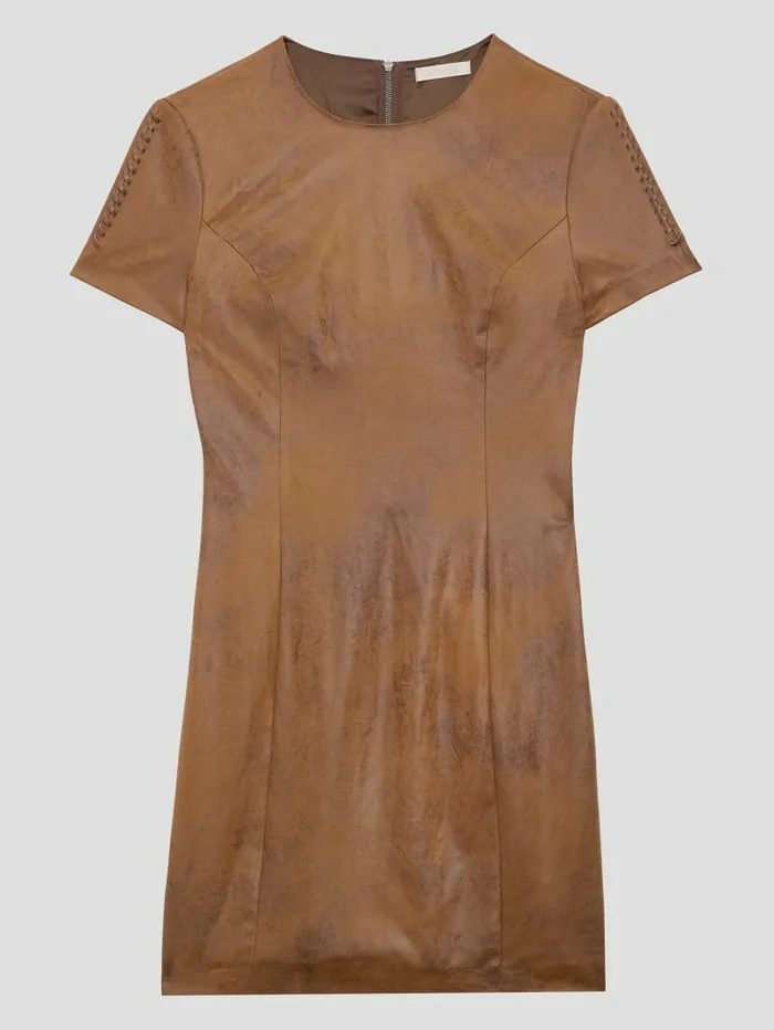 GUESS Dresses and Jumpsuits Women Eco Sveva FauxLeather Icon Dress Brown Vintage Suede
