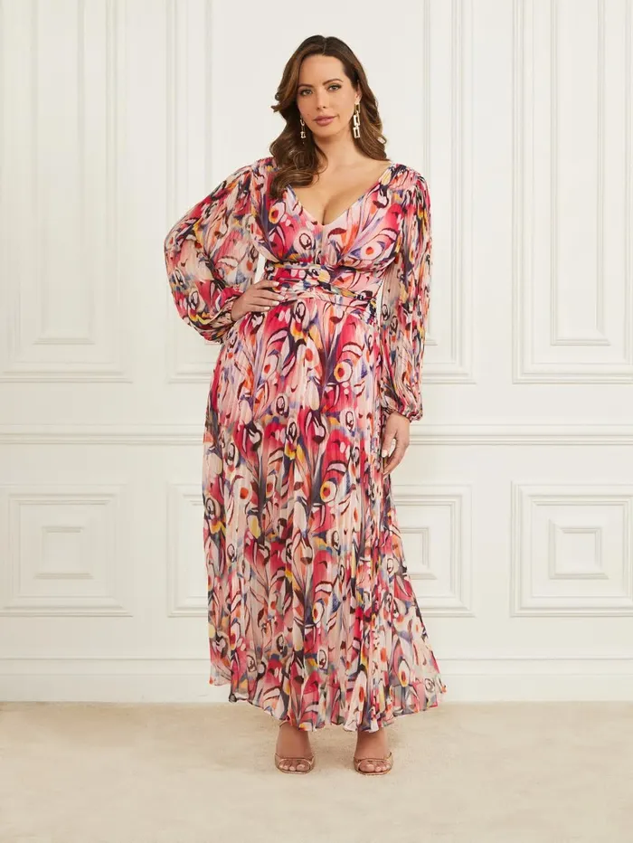 GUESS Dresses and Jumpsuits Women Wonderland Pleated Maxi Dress Wonderland Print
