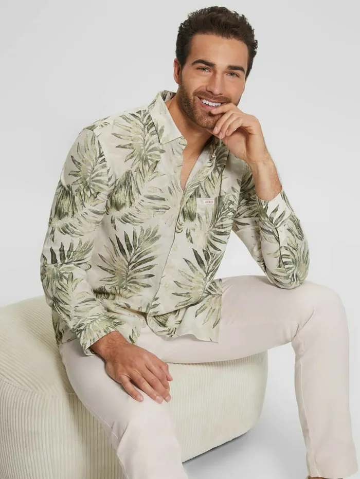 GUESS Eco Collins LongSleeve Shirt Military Foliage Men Shirts