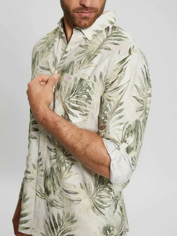 GUESS Eco Collins LongSleeve Shirt Military Foliage Men Shirts