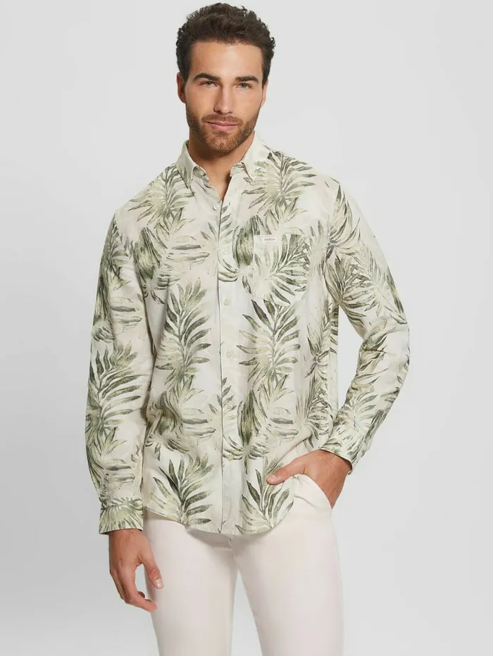 GUESS Eco Collins LongSleeve Shirt Military Foliage Men Shirts
