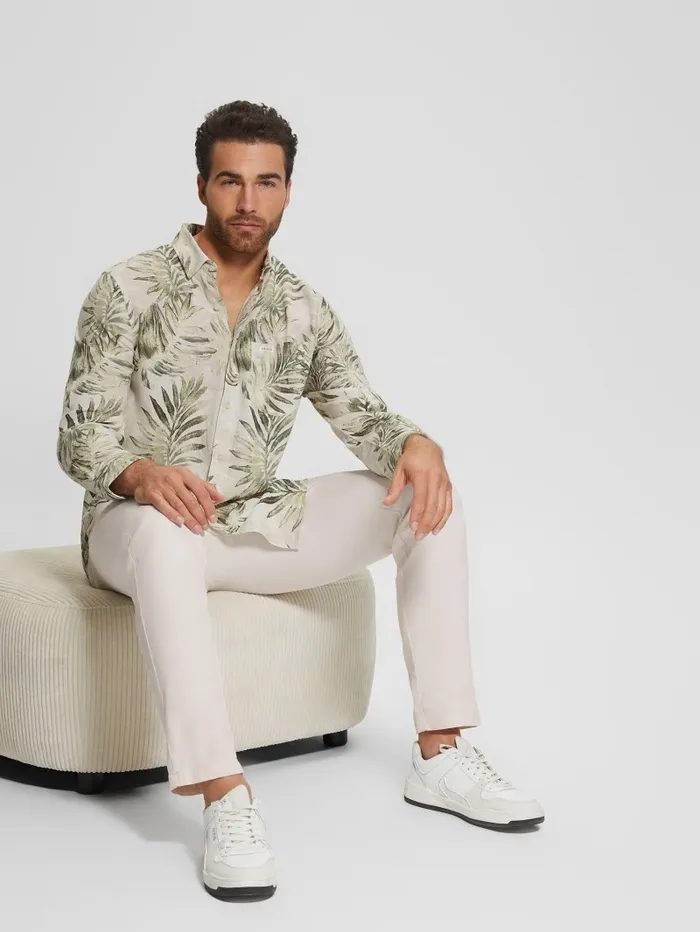 GUESS Eco Collins LongSleeve Shirt Military Foliage Men Shirts