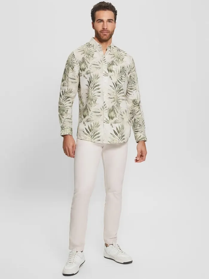 GUESS Eco Collins LongSleeve Shirt Military Foliage Men Shirts