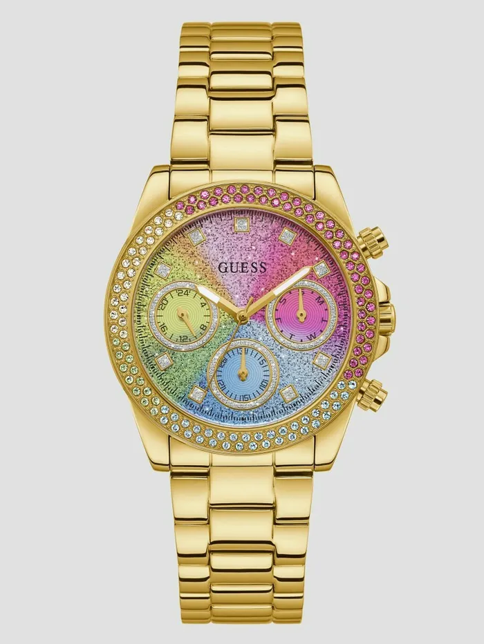 GUESS GoldTone and Rainbow Multifunction Watch Gold Women Watches