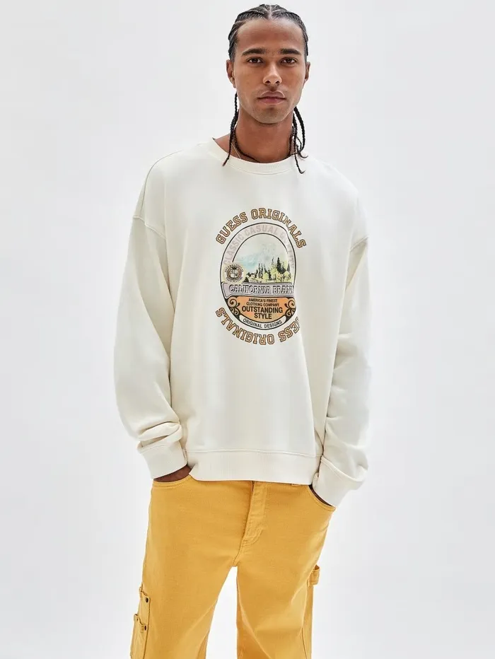 GUESS GUESS Originals Classic Crewneck Sandy Shore Men Hoodies and Sweaters