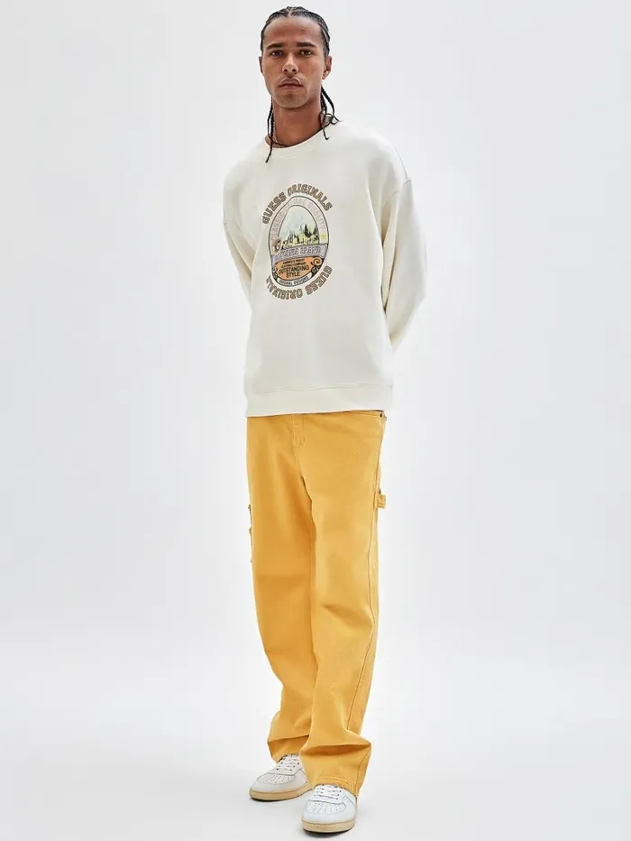 GUESS GUESS Originals Classic Crewneck Sandy Shore Men Hoodies and Sweaters GUESS GUESS Originals Classic Crewneck Sandy Shore Men Hoodies and Sweaters