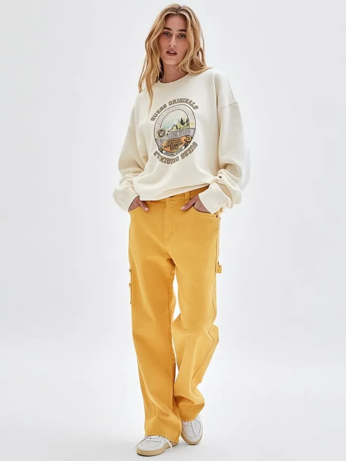 GUESS GUESS Originals Classic Crewneck Sandy Shore Men Hoodies and Sweaters GUESS GUESS Originals Classic Crewneck Sandy Shore Men Hoodies and Sweaters