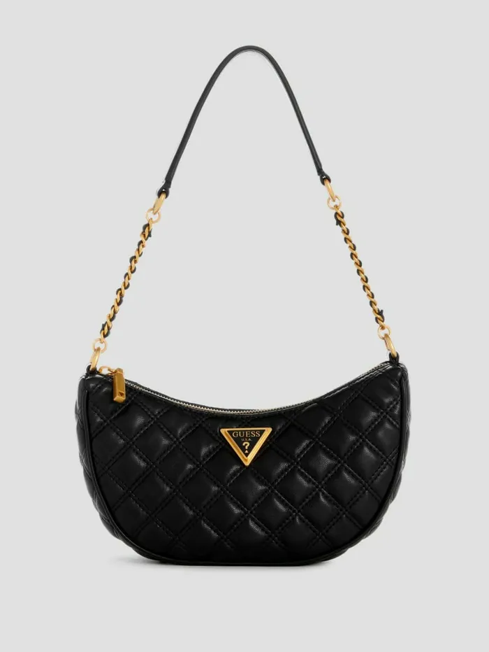 GUESS Handbags Women Giully Quilted TopZip Shoulder Bag Black