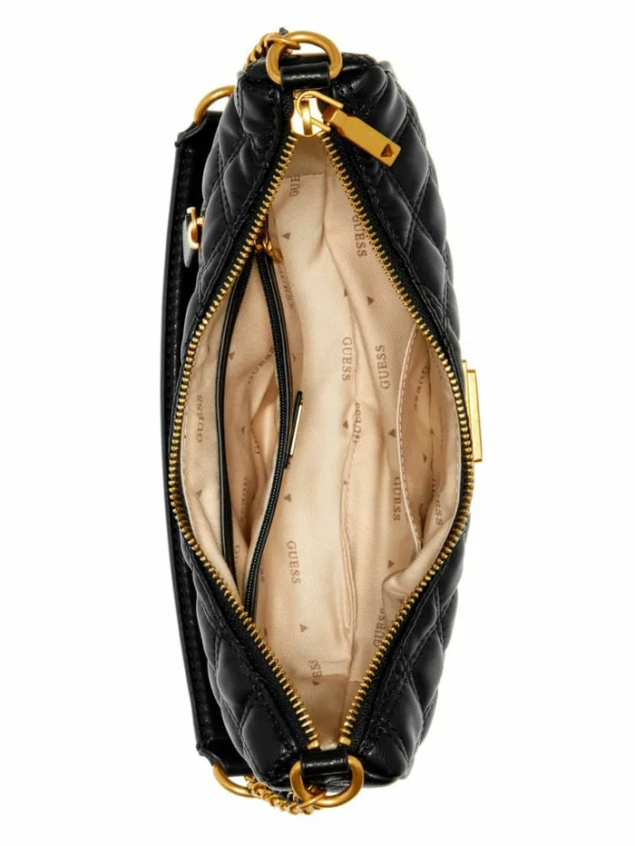 GUESS Handbags Women Giully Quilted TopZip Shoulder Bag Black GUESS Handbags Women Giully Quilted TopZip Shoulder Bag Black