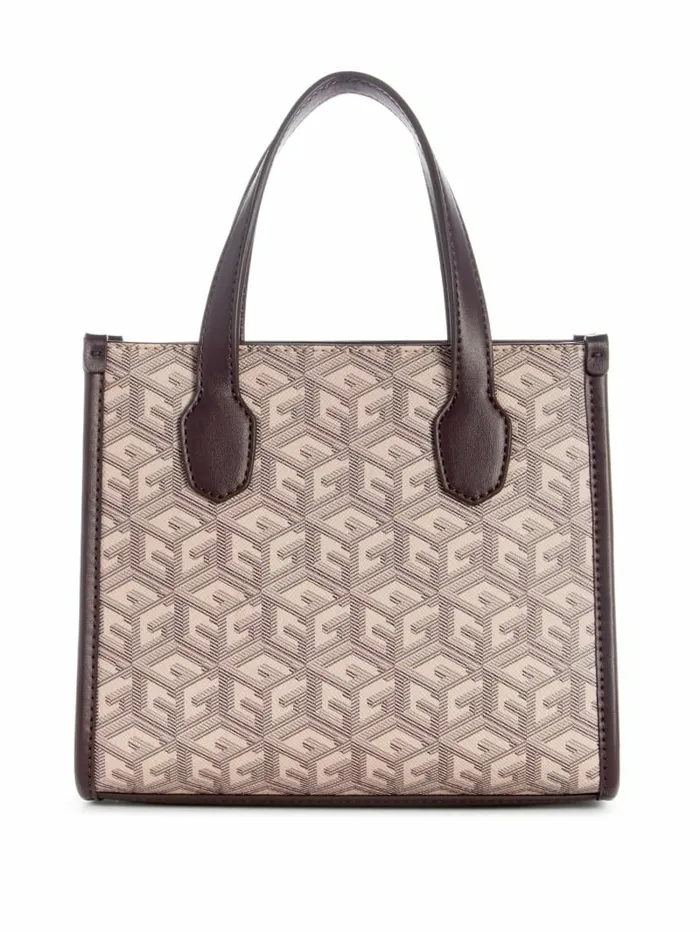 GUESS Handbags Women Silvana Mini Totes Espresso Logo GUESS Handbags Women Silvana Mini Totes Espresso Logo