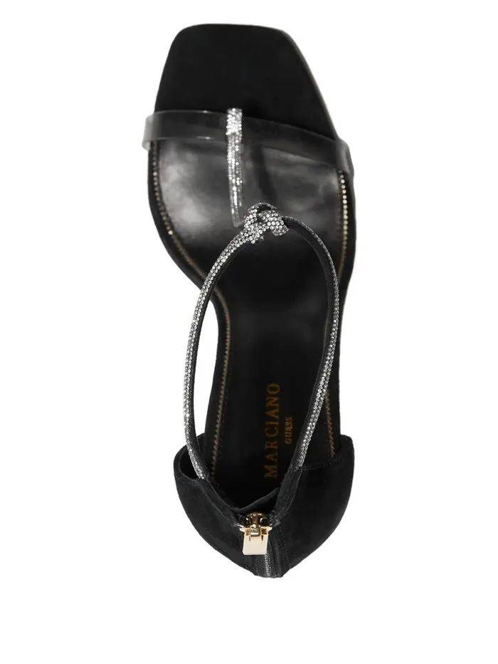 GUESS Heels Women Olivia Embellished Heeled Sandal Black Snakeskin