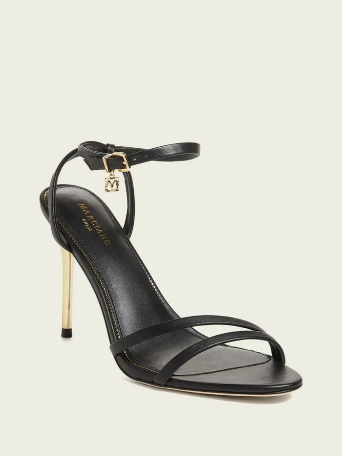 GUESS Heels Women Rich Leather Sandal Black