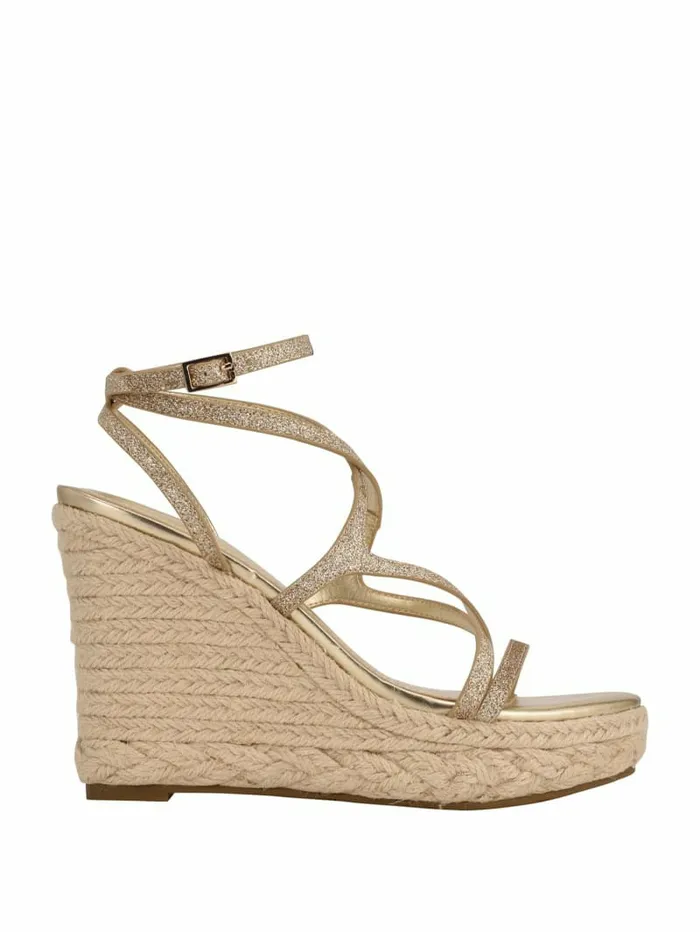 GUESS Hirani Strappy Espadrille Wedges Gld1 Gold Women Sandals