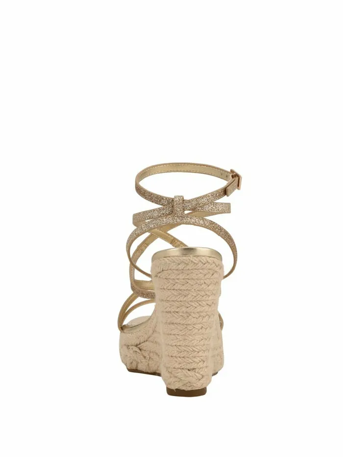 GUESS Hirani Strappy Espadrille Wedges Gld1 Gold Women Sandals