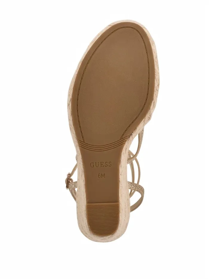 GUESS Hirani Strappy Espadrille Wedges Gld1 Gold Women Sandals