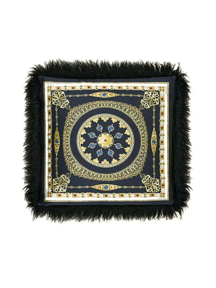 GUESS Home Women Helma FauxFur Pillow Black Floral Print GUESS Home Women Helma FauxFur Pillow Black Floral Print