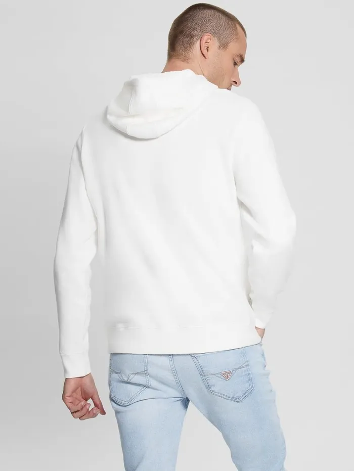 GUESS Hoodies and Sweaters Men Eco Roy Embroidered Logo Hoodie Frosted White GUESS Hoodies and Sweaters Men Eco Roy Embroidered Logo Hoodie Frosted White