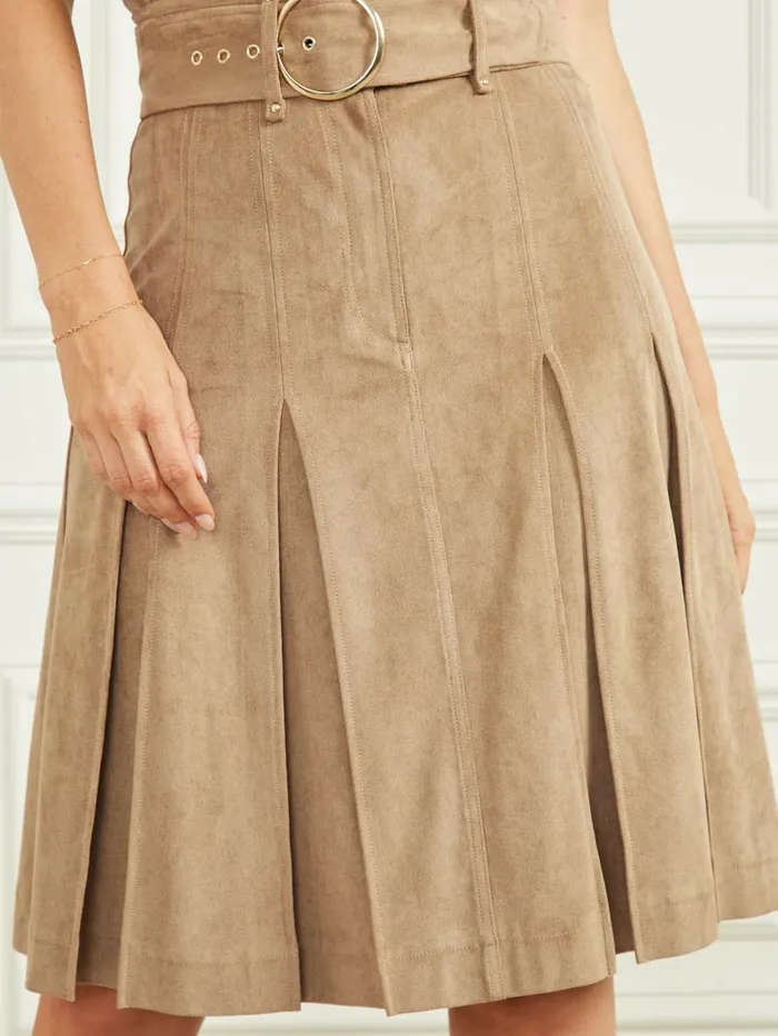 GUESS Kasia FauxSuede Skirt Truffle Dust Multi Women Bottoms