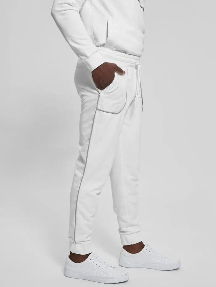 GUESS Lugh Cuffed Joggers Salt White Men Pants and Shorts GUESS Lugh Cuffed Joggers Salt White Men Pants and Shorts