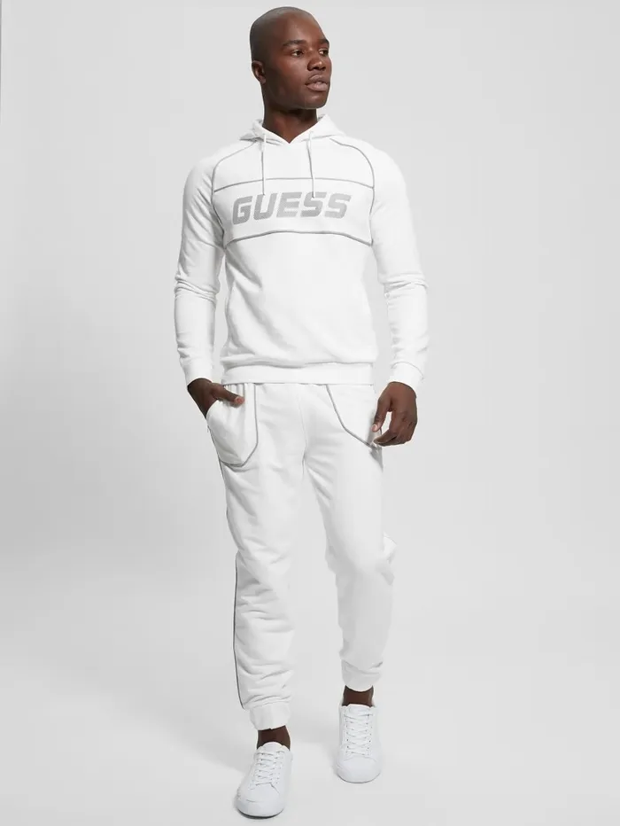 GUESS Lugh Cuffed Joggers Salt White Men Pants and Shorts GUESS Lugh Cuffed Joggers Salt White Men Pants and Shorts