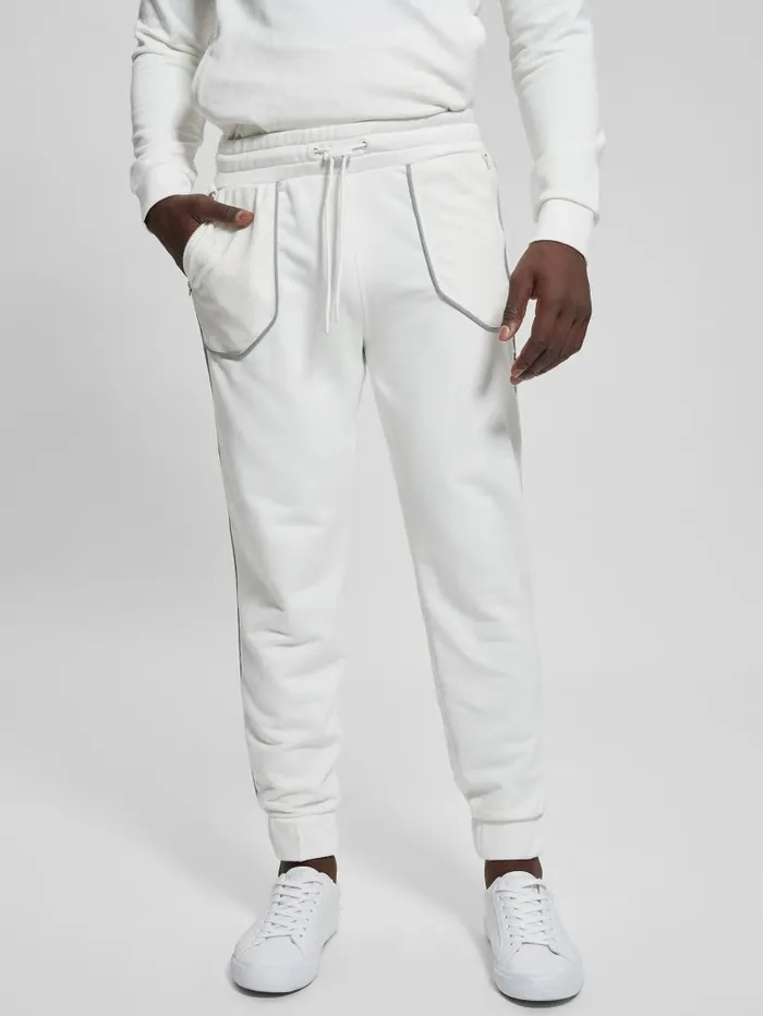 GUESS Lugh Cuffed Joggers Salt White Men Pants and Shorts GUESS Lugh Cuffed Joggers Salt White Men Pants and Shorts