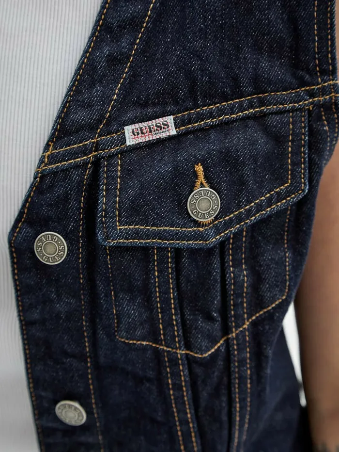 GUESS Originals Denim Vest Go Vintage Dark Wash Jackets and Coats GUESS Women GUESS Originals Denim Vest Go Vintage Dark Wash Jackets and Coats GUESS Women