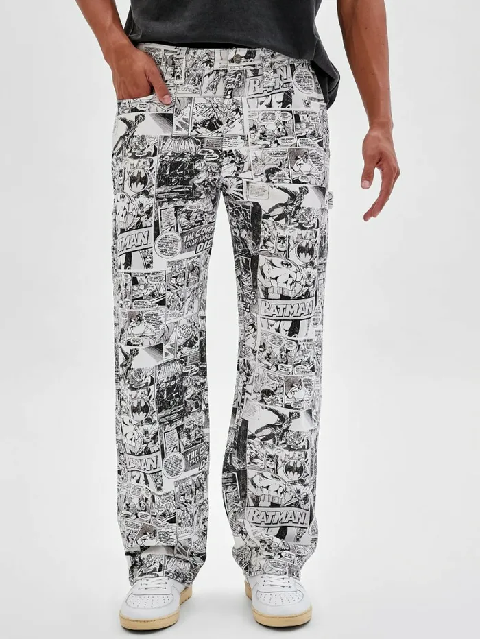 GUESS Originals x Batman Storyboard Carpenter Jeans Pure White Multi Jeans and Denim GUESS Men GUESS Originals x Batman Storyboard Carpenter Jeans Pure White Multi Jeans and Denim GUESS Men