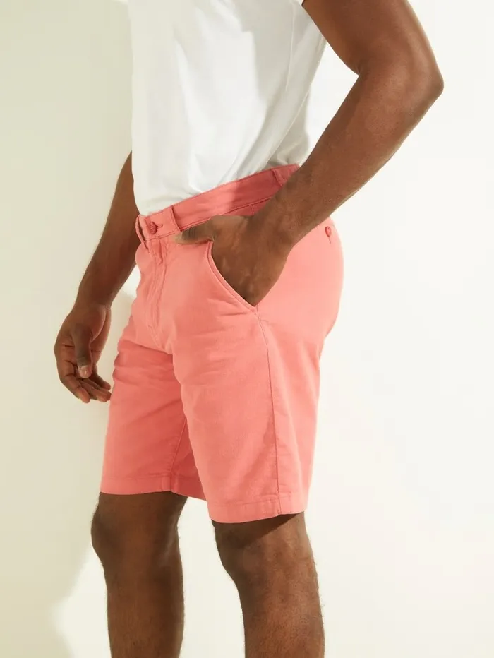 GUESS Otis Herringbone Chino Shorts Cranberry Splash Multi Men Pants and Shorts