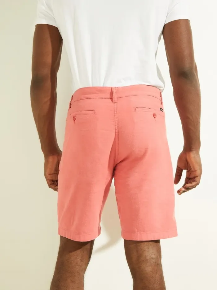 GUESS Otis Herringbone Chino Shorts Cranberry Splash Multi Men Pants and Shorts