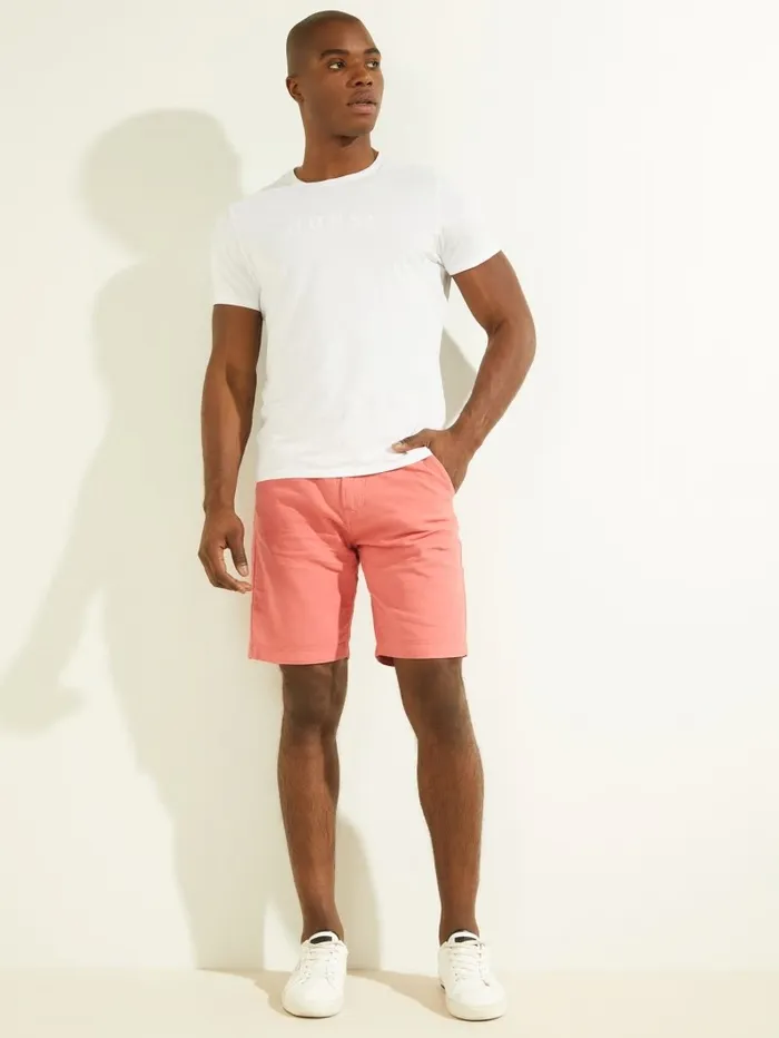 GUESS Otis Herringbone Chino Shorts Cranberry Splash Multi Men Pants and Shorts