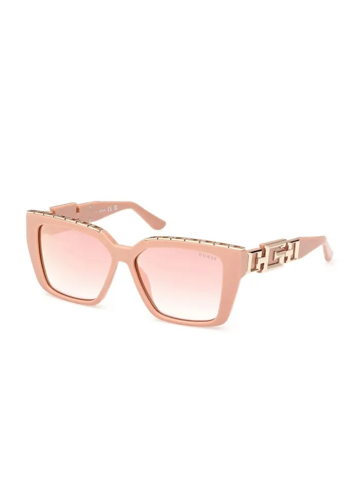 GUESS Oversized Square G Chain Sunglasses Shiny Pink Bordeaux Mir Women Sunglasses