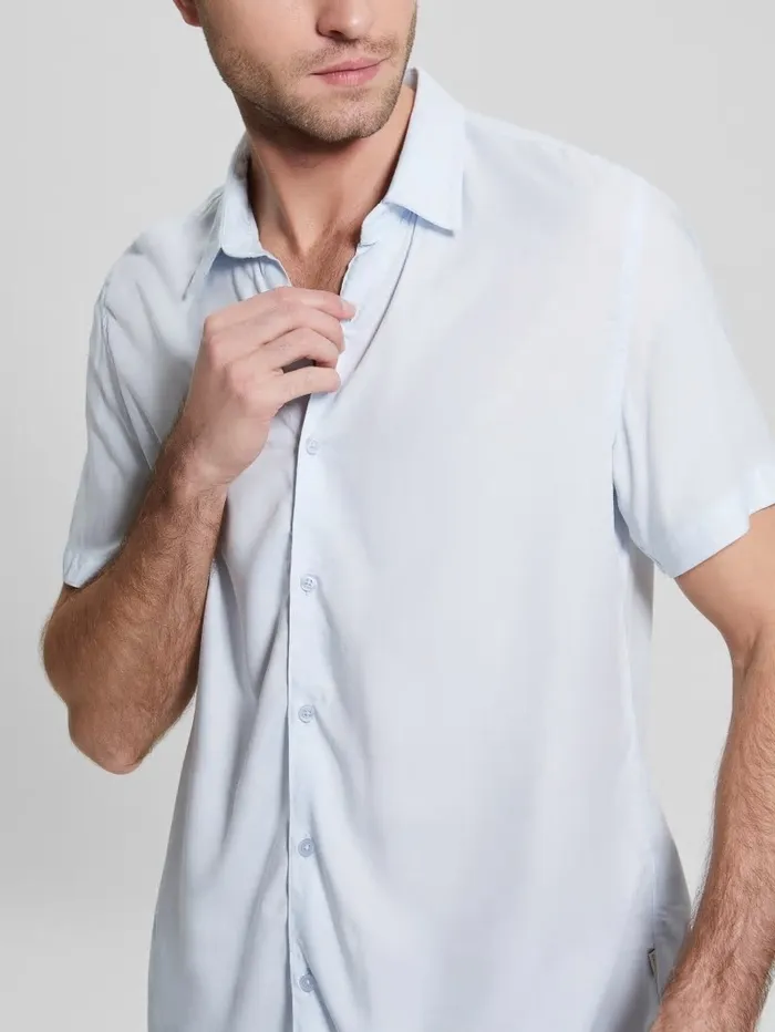 GUESS Shirts Men Eco Rayon Solid Shirt Sky High