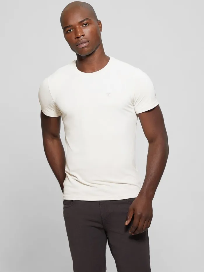 GUESS Signature Crewneck Tee Muted Stone Men TShirts and Tanks