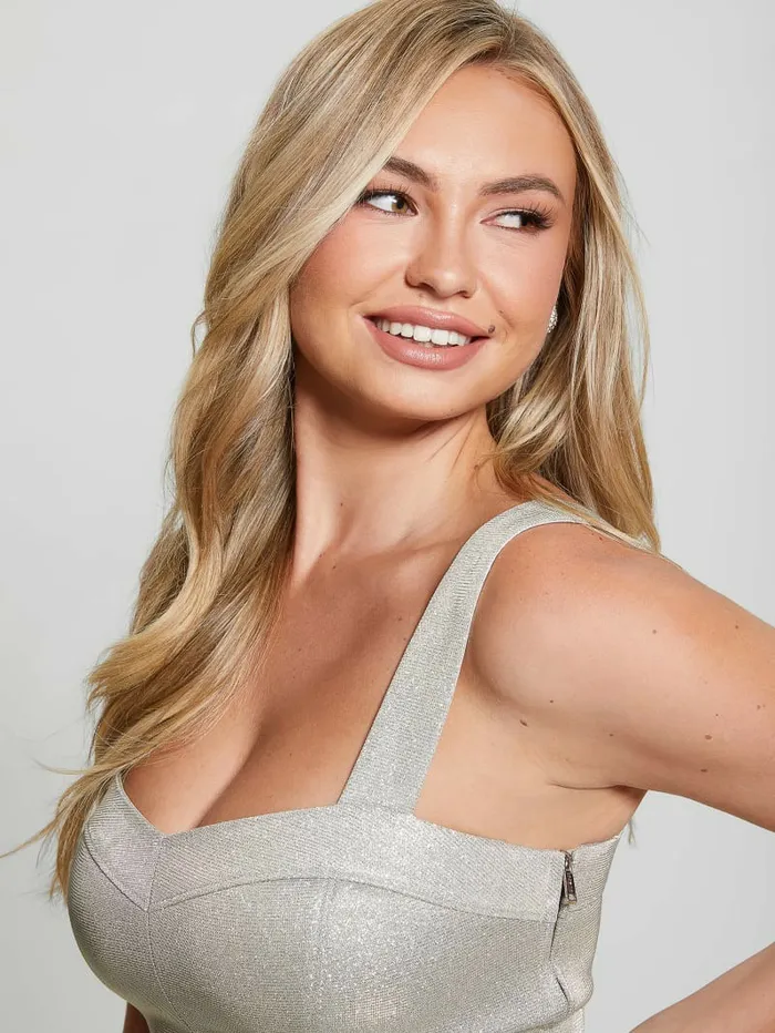 GUESS Tops Women Bianca Shimmering Top Champagne