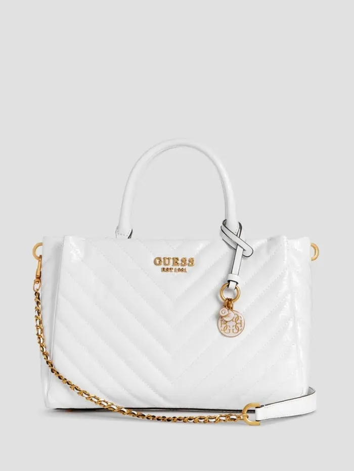 Handbags GUESS Women Jania Quilted Society Satchel White