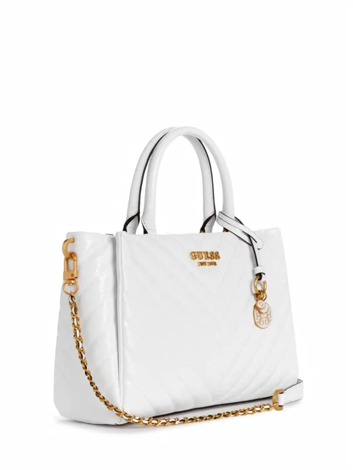 Handbags GUESS Women Jania Quilted Society Satchel White